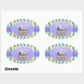 Sticker Ovale Baby shower Emerald Green Chevron (Feuille)