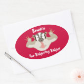 Sticker Ovale Badgering Badger_Beware ovale (Enveloppe)