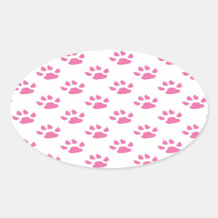 Sticker Ovale Bagout rose d'empreinte de patte de minou