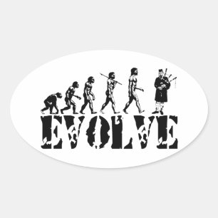 Sticker Ovale Bagpipe Pipers Bagpiper Évolution musicale Art