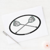 Sticker Ovale Baguette de gardien de but de crosse verte (Enveloppe)