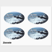 Sticker Ovale Baguettes de plage de sable noir de Big Island Haw (Feuille)