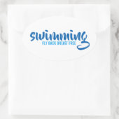 Sticker Ovale Baignade Retour poitrine Texte typographique libre (Sac)