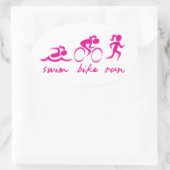 Sticker Ovale Baignade Vélo Course Tri Girl (Sac)