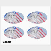 Sticker Ovale Bald Eagle Head & the American Flag (Feuille)