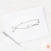 Sticker Ovale Baleine de Sperm (art linéaire) (Enveloppe)