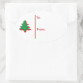 Sticker Ovale Balise cadeau Oval Christmas tree - Rouge & Vert (Sac)