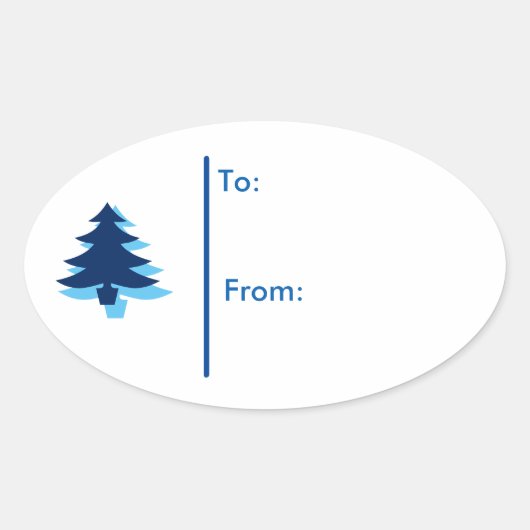 Sticker Ovale Balise cadeau Oval Christmas tree Sticker-Bleu (Devant)