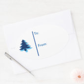 Sticker Ovale Balise cadeau Oval Christmas tree Sticker-Bleu (Enveloppe)