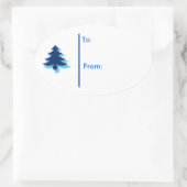 Sticker Ovale Balise cadeau Oval Christmas tree Sticker-Bleu (Sac)