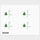 Sticker Ovale Balise cadeau Oval Christmas tree Sticker-Green (Feuille)