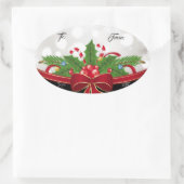 Sticker Ovale Balise cadeau ovale Sticker-Red Bow (Sac)