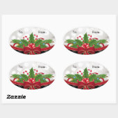 Sticker Ovale Balise cadeau ovale Sticker-Red Bow (Feuille)