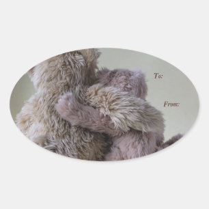 Sticker Ovale Balise cadeau pour les amis ours