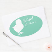 Sticker Ovale Balise Nom du poussin mignon (Enveloppe)