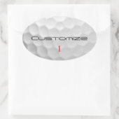 Sticker Ovale Balle de golf avec texte et numéro personnalisés (Sac)