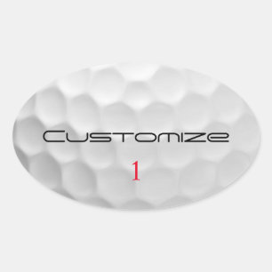 Sticker Ovale Balle de golf blanche texturée avec nom et numéro 