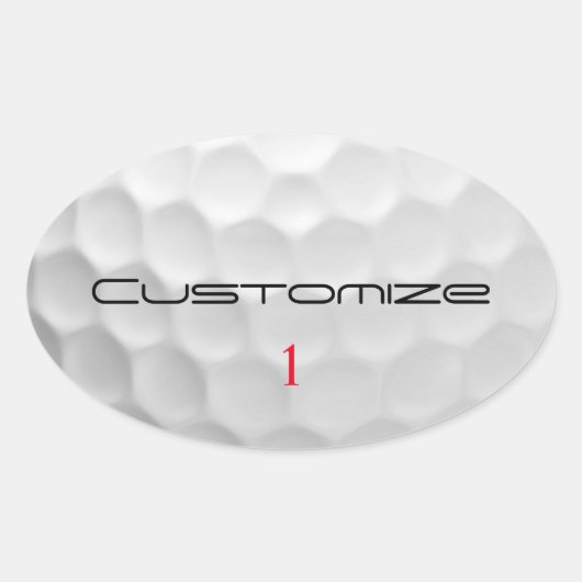 Sticker Ovale Balle de golf blanche texturée avec nom et numéro  (Devant)