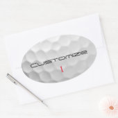 Sticker Ovale Balle de golf blanche texturée avec nom et numéro  (Enveloppe)