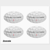 Sticker Ovale Balle de golf blanche texturée avec nom et numéro  (Feuille)