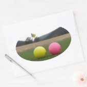 Sticker Ovale balles de golf jaunes et roses, (Enveloppe)