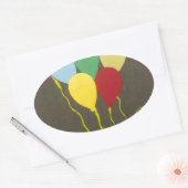 Sticker Ovale Ballons d'anniversaire colorés Design graphique (Enveloppe)