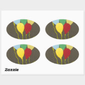 Sticker Ovale Ballons d'anniversaire colorés Design graphique (Feuille)