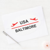 Sticker Ovale Baltimore USA Airport Plane couleur claire (Enveloppe)