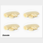 Sticker Ovale Banane pelée et coupée (Feuille)