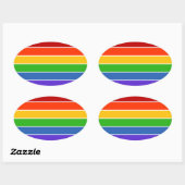 Sticker Ovale Bande arc-en-ciel (Feuille)