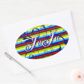 Sticker Ovale Bande fleurie (Enveloppe)