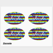 Sticker Ovale Bande fleurie (Feuille)