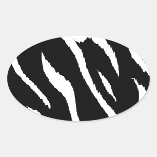 Sticker Ovale Bande noire et blanche