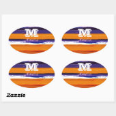 Sticker Ovale Bandes d'aquarelle UltraViolet et Gold (Feuille)