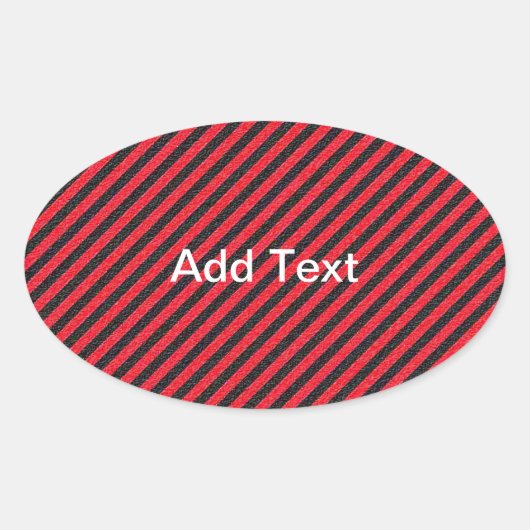 Sticker Ovale Bandes diagonales noires et rouges minces (Devant)