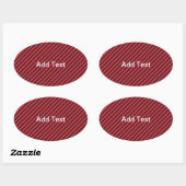 Sticker Ovale Bandes diagonales noires et rouges minces (Feuille)