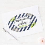 Sticker Ovale Bandes et fleurs (Enveloppe)