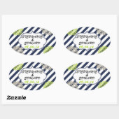 Sticker Ovale Bandes et fleurs (Feuille)