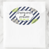 Sticker Ovale Bandes et fleurs (Sac)