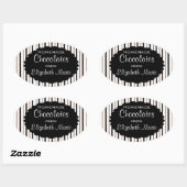 Sticker Ovale Bandes noires et Brown faites maison (Feuille)