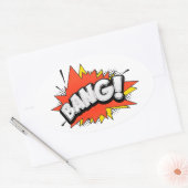 Sticker Ovale Bang Retro Action Comic Book Bubble (Enveloppe)