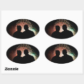 Sticker Ovale Barack & Michele Obama (Feuille)