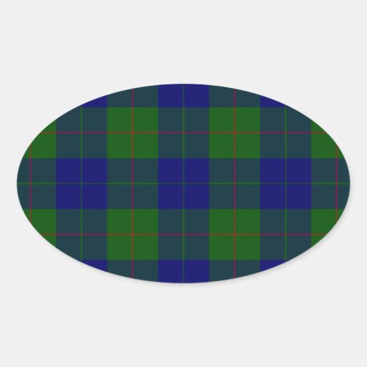 Sticker Ovale Barclay tartan bleu vert plaid (Devant)