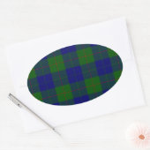 Sticker Ovale Barclay tartan bleu vert plaid (Enveloppe)