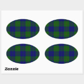 Sticker Ovale Barclay tartan bleu vert plaid (Feuille)