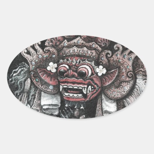 Sticker Ovale Barong et Rangda Bali (Devant)