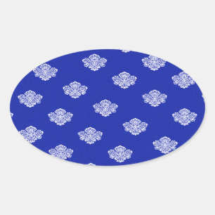Sticker Ovale baroque, royal, bleu, ornements, motif, texture