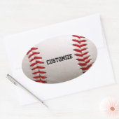 Sticker Ovale Baseball avec texte personnalisable (Enveloppe)
