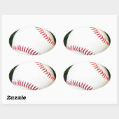 Sticker Ovale Baseball blanc avec points rouges (Feuille)