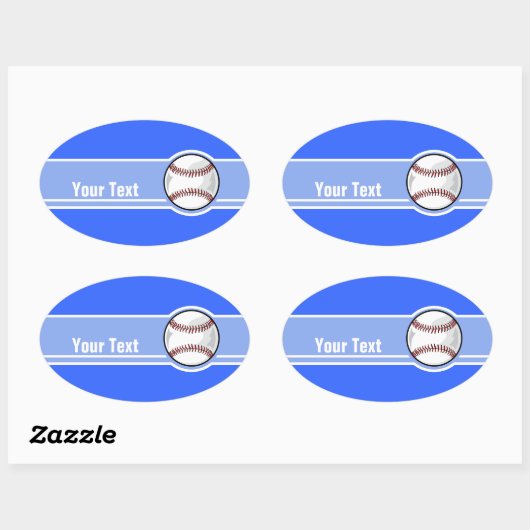 Sticker Ovale Baseball ; Bleu (Feuille)